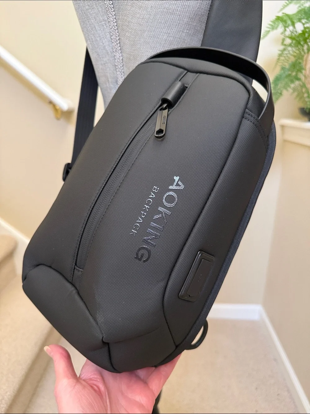 New without tag. Black Men’s Sling AOKING Backpack — Everyday Crossbody Carry.
